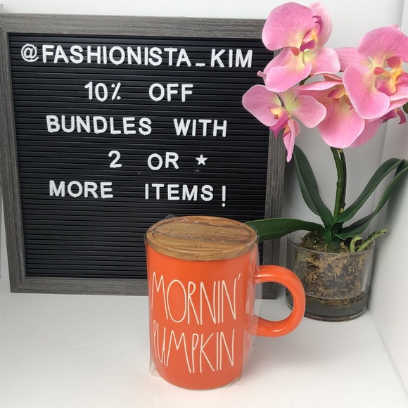 🛍️ New Rae Dunn Mornin’ pumpkin mug with topper - Picture 2 of 8